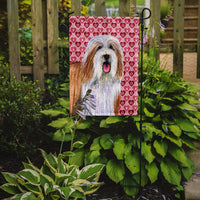 Bearded Collie Hearts Love and Valentine's Day Portrait Flag Garden Size