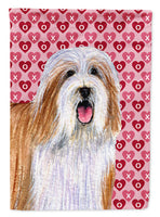 Bearded Collie Hearts Love and Valentine's Day Portrait Flag Garden Size