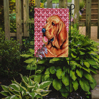 Bloodhound Hearts Love and Valentine's Day Portrait Flag Garden Size