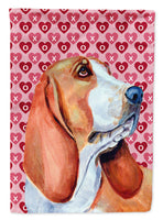 Basset Hound Hearts Love and Valentine's Day Portrait Flag Canvas House Size