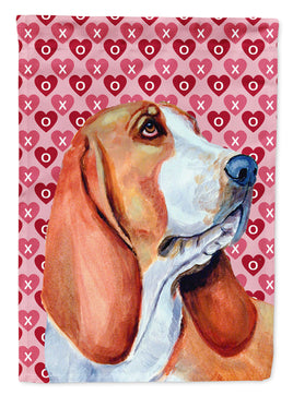 Basset Hound Hearts Love and Valentine's Day Portrait Flag Canvas House Size