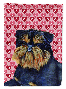 Brussels Griffon Hearts Love and Valentine's Day Portrait Flag Garden Size