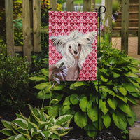 Chinese Crested Hearts Love and Valentine's Day Portrait Flag Garden Size