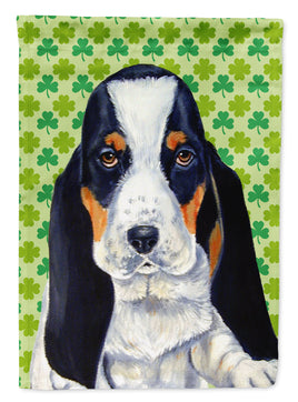 Basset Hound St. Patrick's Day Shamrock Portrait Flag Canvas House Size