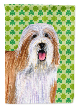 Bearded Collie St. Patrick's Day Shamrock Portrait Flag Canvas House Size