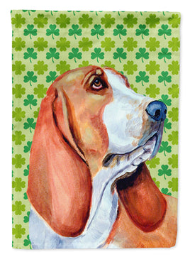 Basset Hound St. Patrick's Day Shamrock Portrait Flag Canvas House Size