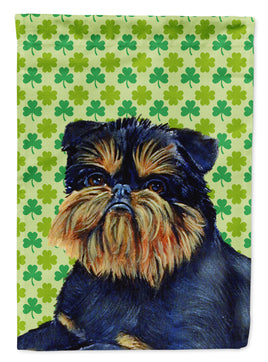 Brussels Griffon St. Patrick's Day Shamrock Portrait Flag Garden Size