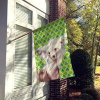 Chinese Crested St. Patrick's Day Shamrock Portrait Flag Canvas House Size