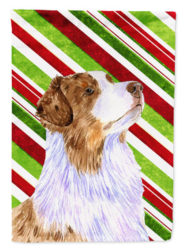 Australian Shepherd Candy Cane Holiday Christmas  Flag Canvas House Size