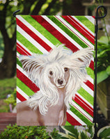 Chinese Crested Candy Cane Holiday Christmas  Flag Garden Size