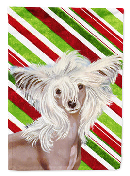 Chinese Crested Candy Cane Holiday Christmas  Flag Garden Size