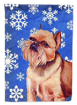 Brussels Griffon Winter Snowflakes Holiday Flag Canvas House Size