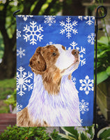 Australian Shepherd Winter Snowflakes Holiday Flag Garden Size