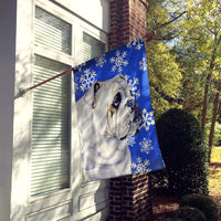 Bulldog English Winter Snowflakes Holiday Flag Canvas House Size