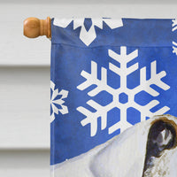 Bulldog English Winter Snowflakes Holiday Flag Canvas House Size