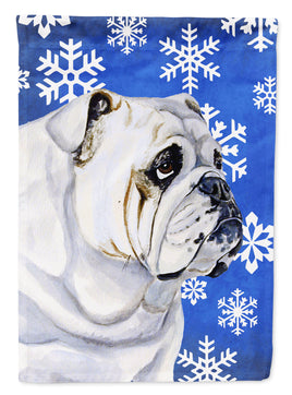 Bulldog English Winter Snowflakes Holiday Flag Canvas House Size