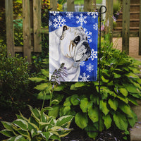 Bulldog English Winter Snowflakes Holiday Flag Garden Size