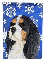 Cavalier Spaniel Winter Snowflakes Holiday Flag Canvas House Size