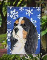 Cavalier Spaniel Winter Snowflakes Holiday Flag Garden Size