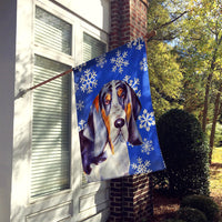 Basset Hound Winter Snowflakes Holiday Flag Canvas House Size