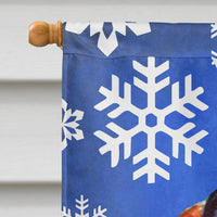 Basset Hound Winter Snowflakes Holiday Flag Canvas House Size