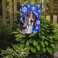 Basset Hound Winter Snowflakes Holiday Flag Garden Size