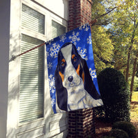 Basset Hound Winter Snowflakes Holiday Flag Canvas House Size