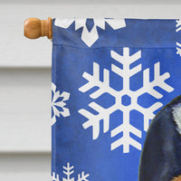 Basset Hound Winter Snowflakes Holiday Flag Canvas House Size