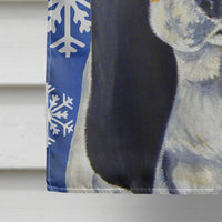 Basset Hound Winter Snowflakes Holiday Flag Canvas House Size