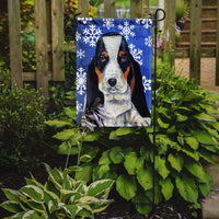 Basset Hound Winter Snowflakes Holiday Flag Garden Size