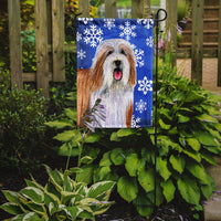 Bearded Collie Winter Snowflakes Holiday Flag Garden Size