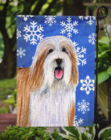 Bearded Collie Winter Snowflakes Holiday Flag Garden Size