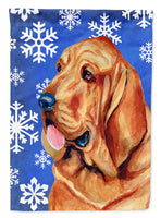 Bloodhound Winter Snowflakes Holiday Flag Canvas House Size