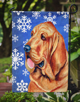 Bloodhound Winter Snowflakes Holiday Flag Garden Size