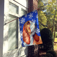 Basset Hound Winter Snowflakes Holiday Flag Canvas House Size