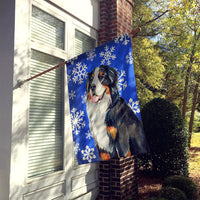 Bernese Mountain Dog Winter Snowflakes Holiday Flag Canvas House Size