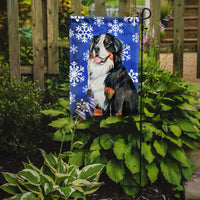 Bernese Mountain Dog Winter Snowflakes Holiday Flag Garden Size