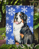 Bernese Mountain Dog Winter Snowflakes Holiday Flag Garden Size