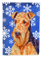 Airedale Winter Snowflakes Holiday Flag Canvas House Size