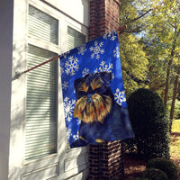 Brussels Griffon Winter Snowflakes Holiday Flag Canvas House Size