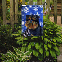 Brussels Griffon Winter Snowflakes Holiday Flag Garden Size