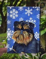 Brussels Griffon Winter Snowflakes Holiday Flag Garden Size