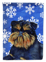 Brussels Griffon Winter Snowflakes Holiday Flag Garden Size