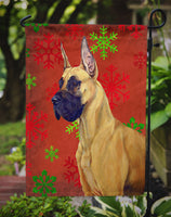 Great Dane Red and Green Snowflakes Holiday Christmas Flag Garden Size