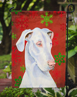 Great Dane Red and Green Snowflakes Holiday Christmas Flag Garden Size