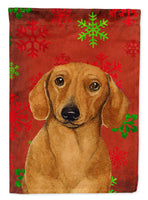 Dachshund Red Green Snowflake Holiday Christmas Flag Canvas House Size