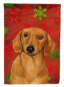 Dachshund Red Green Snowflake Holiday Christmas Flag Canvas House Size