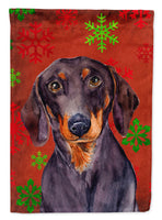 Dachshund Red Green Snowflake Holiday Christmas Flag Canvas House Size