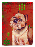 Brussels Griffon Red Green Snowflakes Holiday Christmas Flag Canvas House Size