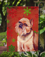 Brussels Griffon Red and Green Snowflakes Holiday Christmas Flag Garden Size